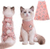 PUMYPOREITY Cat Recovery Onesie for Surgery, Kitten Recovery Suit for Neutered Wounds, Size L, Pink