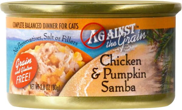 Against The Grain Chicken Pumpkin Samba Canned Cat Food, 24/2.8 oz