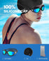 ZIONOR G1 Lite Swim Goggles with Swim Cap, Comfortable Anti-fog Swimming Goggles Cap Set