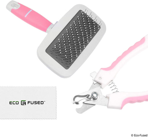 Slicker Brush and Nail Clippers for Dogs, Cats, Essential Grooming Tools for Claw Care and Trimming