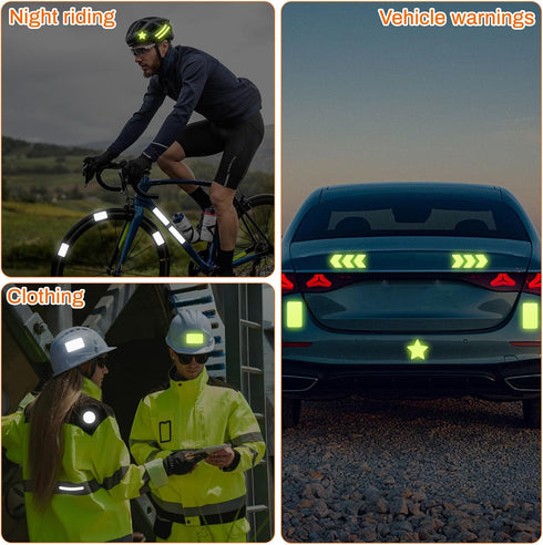 HOXITRADE 104 2 PCS Reflective Stickers, High Visibility Safety Tape for Bike Helmet, Bicycle, Motorcycle, Stroller