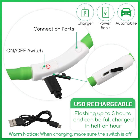 Weewooday 5 Pcs Light Up Dog Collars, Silicone LED Lighted for Night Walking, Rechargeable Glow in The Dark Safety