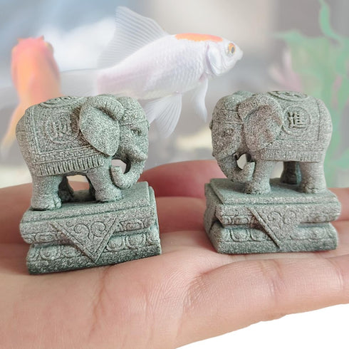 Asian Aquarium Foo Dogs Statue, Fish Tank Decorations, Feng Shui Elephant Ornaments for 10 Gallon Tanks