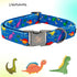 Elegant little tail Dog Collar, Blue Dinosaurs Pattern, Durable Adjustable Collar for X-Small Dogs