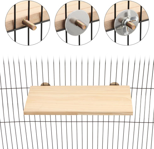 Wontee Wooden Bird Perch Stand for Cockatiels, Conures, Rats, Gerbils, Chinchillas, and Squirrels (M)