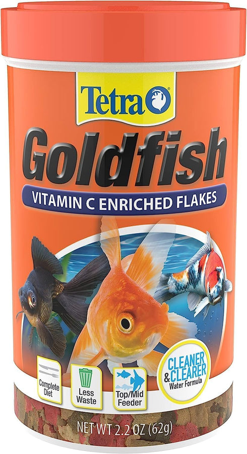 Tetra Goldfish Flakes, 2.2 oz, Nutritionally Balanced Diet for Aquarium Fish, Vitamin C Enriched