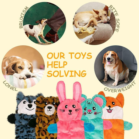 AWOOF No Stuffing Dog Toy Set, Crinkle Squeaky Chew Toys for Small Medium Large Breed Puppies, Durable Birthday