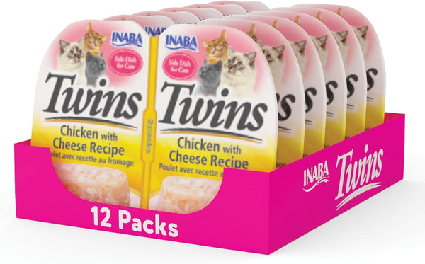 Shredded Chicken & Broth Gelée Cups with Green Tea Extract - INABA Twins for Cats, 1.23 Ounces, 12 Servings