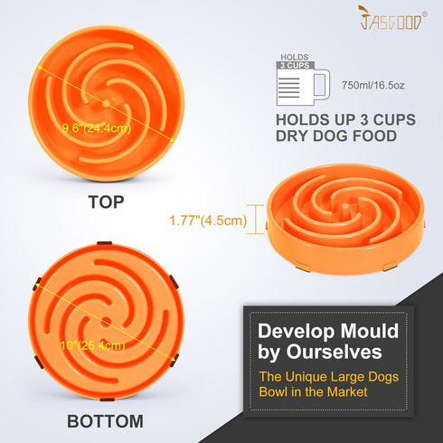JASGOOD Anti-Gulping Slow Feeder Bowl for Large Medium Dogs, Healthy Design to Stop Bloat and Prevent Choking