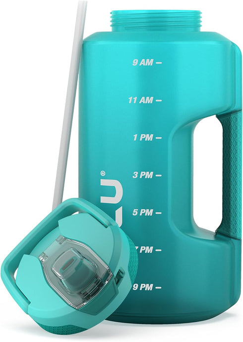 Zulu Goals Large Water Bottle Jug with Time Marker & Handle for Hydration | 64oz, 128oz BPA-Free for Gym and Outdoors
