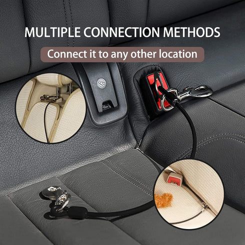 Dog Tether for Car, Pet Dog Car Seat Belt Restraint, Chew Proof Safety Tether Cable with Double Hook (39 Inch)