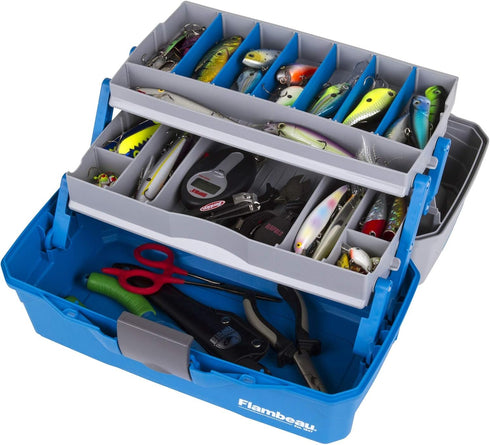 Flambeau Outdoors 6382TB 2-Tray Classic Tray Tackle Box - Blue/Gray