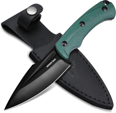Mossy Oak 8.5-inch Survival Hunting Knife with Sheath, Full-tang Fixed Blade for Camping, Hiking, Outdoor Use (G10