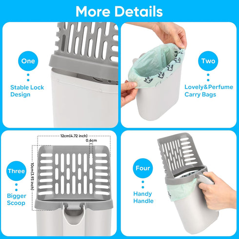 MYPIN Cat Litter Scooper with Holder, Upgraded Shovel with 135 Count Litter Waste Bags