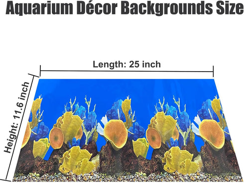 Aquarium Background Seabed Coral Rock Water Plants, Fish Tank Backdrop for 10-20 Gallon Tanks