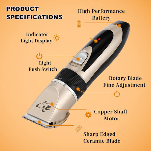 Trimmers Set Aovdy Dog Clippers Grooming Kit, Low Noise with Rechargeable, Pet Shaver Cordless Electric Quiet Hair