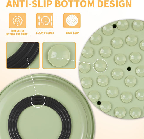 2-in-1 Metal Slow Feeder Dog Bowl, Bestalk Stainless Steel with Silicone Insert, Anti-Slip Base for All Dog Sizes