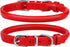 BRONZEDOG Rolled Leather Dog Collar for Small to Large Dogs with QR ID Tag, Scarlet Red (S: 12-14 Inch)