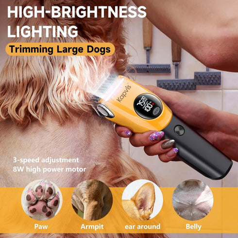 6 Dog Clippers for Grooming Thick Hair with LED Light,Poodle Grooming Kit with Guide Combs for Dogs Cats Sheep Animals