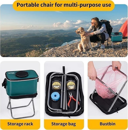 abhideepuecom 1.65 LBS Backpacking Portable Folding Camping Stool, Ultralight Collapsible Foldable Camp Seat with Mesh