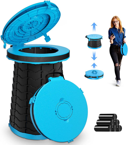 XXL Portable Toilet - 19.7"H Adjustable Foldable Camping Toilet, Luggable Loo with