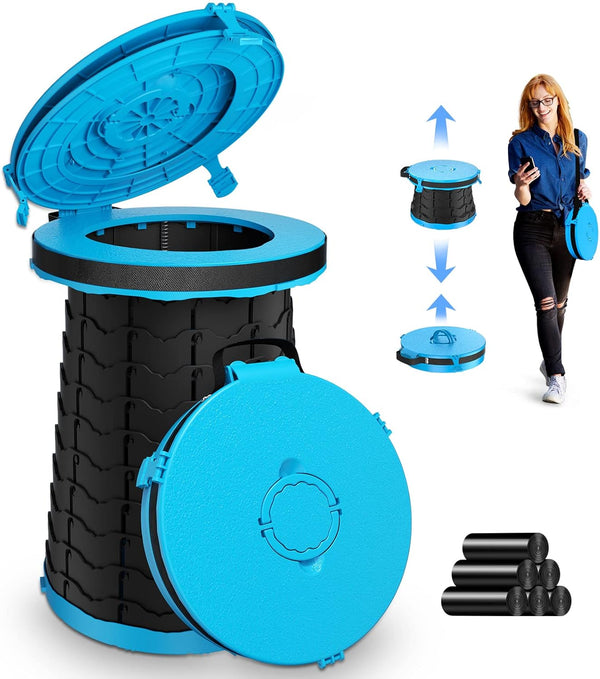 XXL Portable Toilet - 19.7"H Adjustable Foldable Camping Toilet, Luggable Loo with