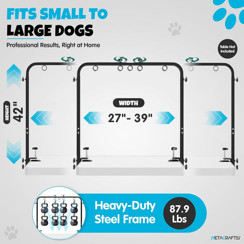 Hammock 42" Dog Grooming Arm with Adjustable Dog Grooming Stand with Clamp for Table, Foldable Stainless Steel Grooming