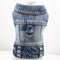 Dog Jeans Jacket, Cool Blue Denim Coat for Small Medium Dogs, Comfort Lapel Harness Vest with D-Ring for Leash