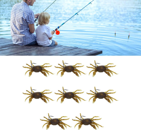 8Pcs 5.1in 1.2oz Artificial Crab Lures, Soft Bait with Hooks, Crab Bait Simulation for Freshwater Saltwater Fishing