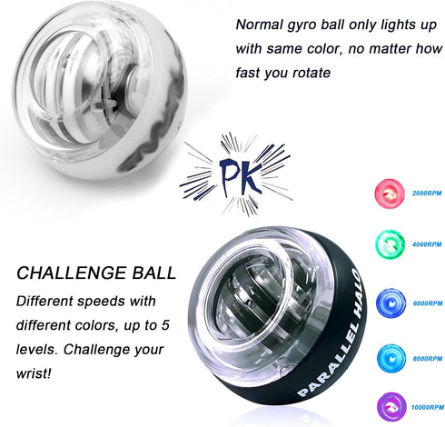 Power Wrist Ball AUTO Start Gyro Ball - LED Lights Forearm Exerciser for Strengthening Muscle and Bones