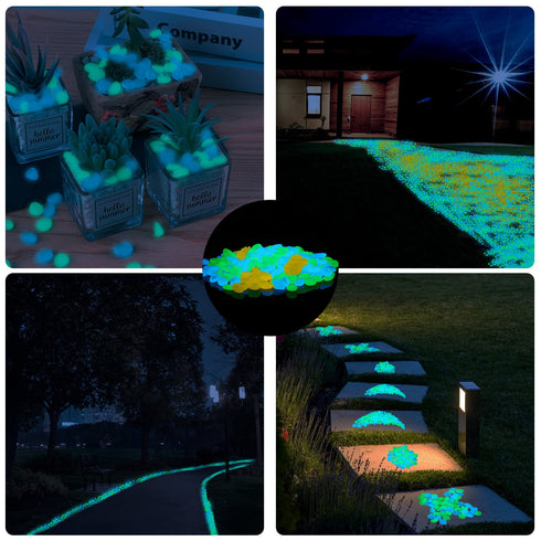 900pcs Glow in The Dark Rocks, Small Luminous Pebbles for Indoor/Outdoor Garden and Fish Tank