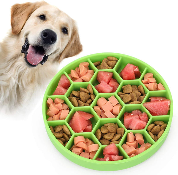 Slow Feeder Dog Bowls, Silicone Dog Bowl with Suction Cup, Interactive Puzzle Feeder for Dogs