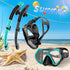Snorkeling Gear for Adults, Dry-Top Snorkel Set with Scuba Diving Mask, Anti-Leak Anti-Fog Tempered Glass Lens