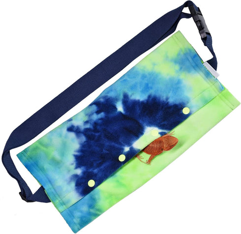 Small Animal Sling Carrier for Bearded Dragons, Lizard Carrier with Adjustable Strap (Blue-Green)