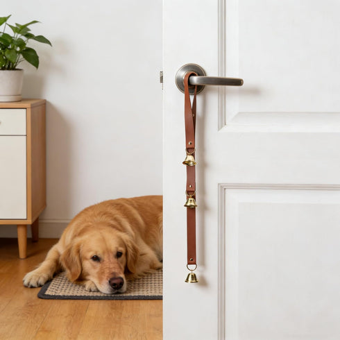 BOUYOTA Dog Door Bells for Potty Training, Big Brass Puppy Housebreaking Bell with Leather Strap, Train Your Dog