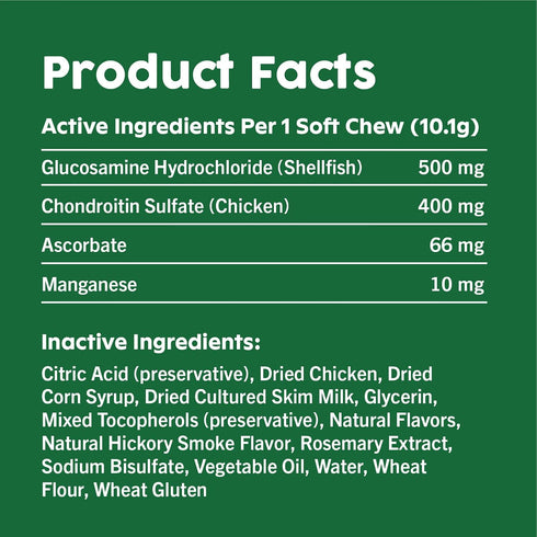 GREENIES Supplements, Hip & Joint Supplements for Dogs with Glucosamine and Chondroitin, 30 Count Chicken-Flavor Soft