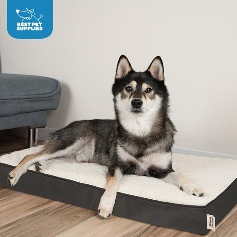 Best Pet Supplies Cute Dog Crate Mat Flat Bed, Waterproof Exterior, Thick Orthopedic Egg Foam Mattress, Brown, 41X29X4
