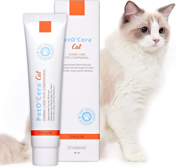 PetO'CERA Cat Cream - 1.35 oz/40ml, Hair Loss & Itch Relief for Hot Spots, Rashes, Allergies & Dry Skin