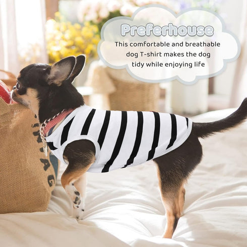 Pet Dog Striped T-Shirt for Dogs and Cats, Cotton Vest for Spring Summer Pet Apparel, Suitable for Small and Medium Pets