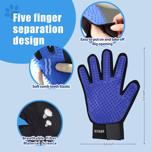 5 Set NVNAN Piece Dog Grooming Brush with Grooming Gloves, Deshedding Comb & Massage Bath Brush | Dog Shampoo Brush
