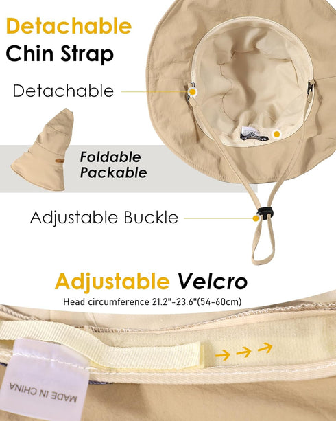 Waterproof Bucket Hats for Women Men - Foldable Brim UPF 50+ Floppy Cowboy Rain Hat for Hiking