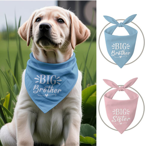 HPXKSHA 2 Pack, Baby Announcement Dog Bandana Big Sister and Big Brother Pet Scarf, Adjustable Triangle Pet Costume