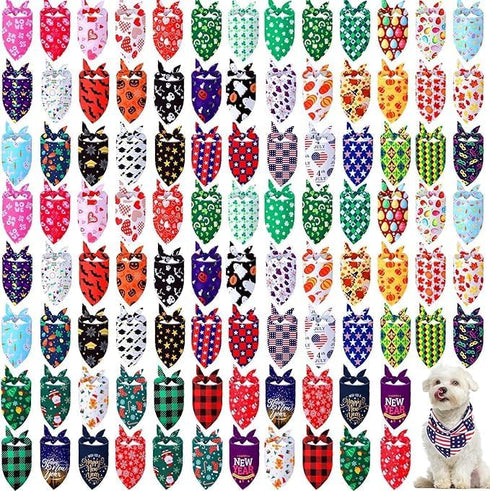 Generic 100 Pieces Holiday Dog Bandanas Halloween Thanksgiving Christmas New Year Bandanas for