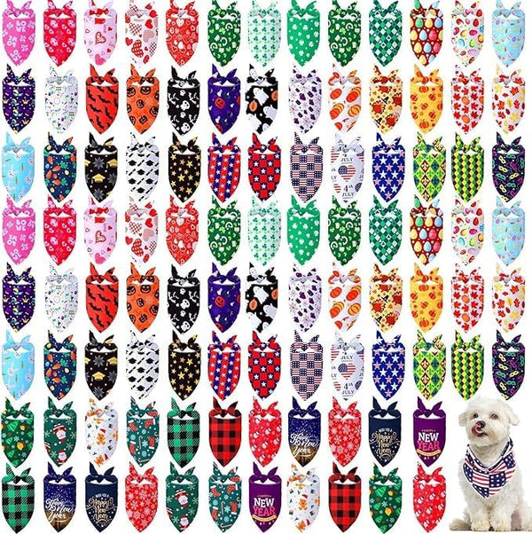 Generic 100 Pieces Holiday Dog Bandanas Halloween Thanksgiving Christmas New Year Bandanas for