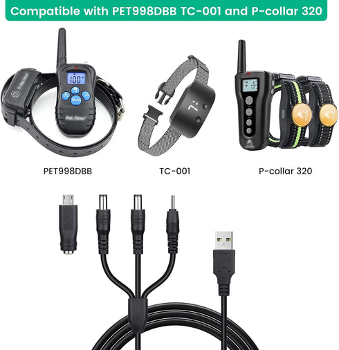 Shock Collar Charger Replacement for Petrainer, NBJU, and PATPET Training Collars, 4 in 1 USB Charging Cable