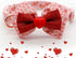 azuza Valentine's Day Dog Collar - Removable Bowtie with Pink Sparkly Hearts Pattern for Small Dogs