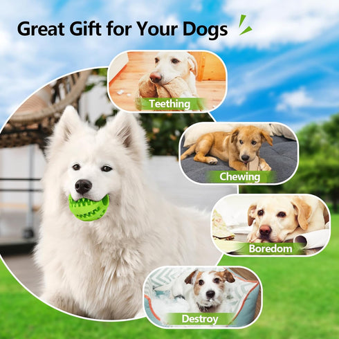 Treat-Dispensing Dog Toys, Durable Rubber Puppy Toys for Boredom, Dog Treat Balls for Small & Medium Breed, 2 Pack