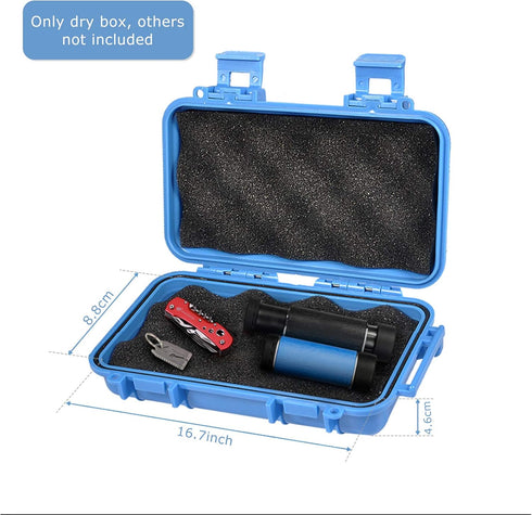 Waterproof Airtight Plastic Container, Dry Storage Box with 2 U Shape Buckle for Fishing, Camping, Hiking (L-Blue)