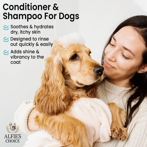Set 16 oz ALFIE'S CHOICE Dog Shampoo and Conditioner | fl Each | Lavender & Rosemary with Biotin | for Itchy, Dry