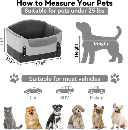4 25lbs A Pet Dog Car Seats for Small Dogs Under Safety Travel Booster Seat with Patent Buckles, Adjustable Leash